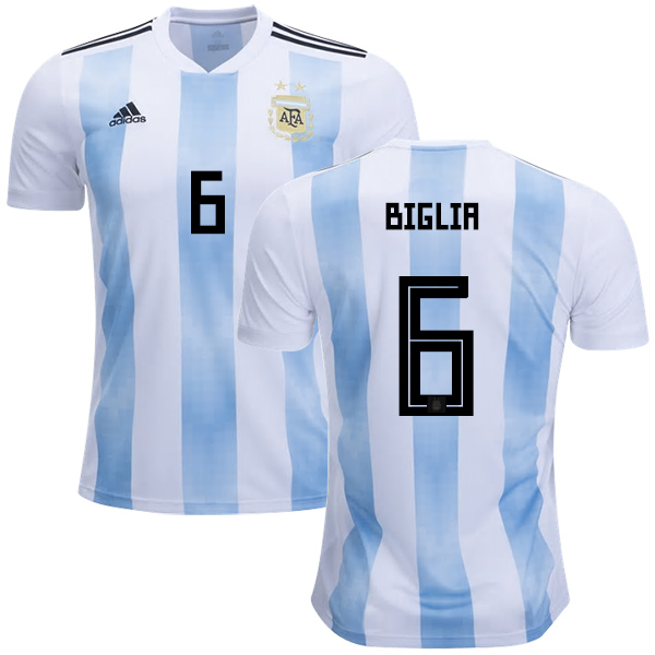 Argentina #6 Biglia Home Kid Soccer Country Jersey - Click Image to Close